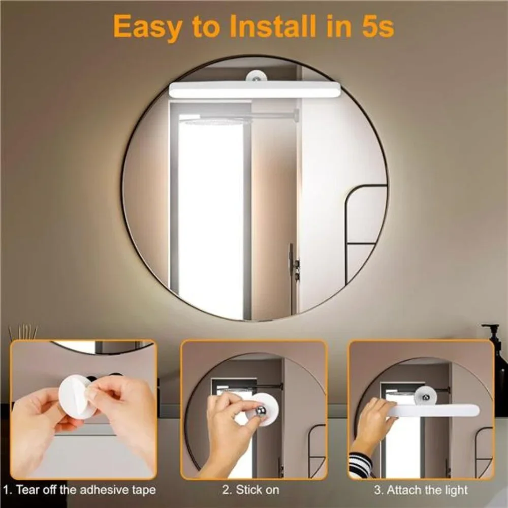 2 Pack Wireless Vanity Lights for Mirror, Rechargeable Battery Operated Mirror